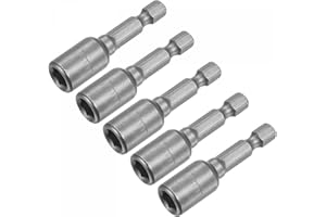 uxcell Quick-Change Nut Driver Bit, 1/4" Hex Shank 7mm Magnetic Nut Setter Drill Bits, 1.89" Length, Metric 5 Pcs