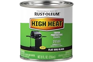 Rust-Oleum 7778730 High Heat Brush Protective Enamel Paint, Half Pint, Flat BBQ Black