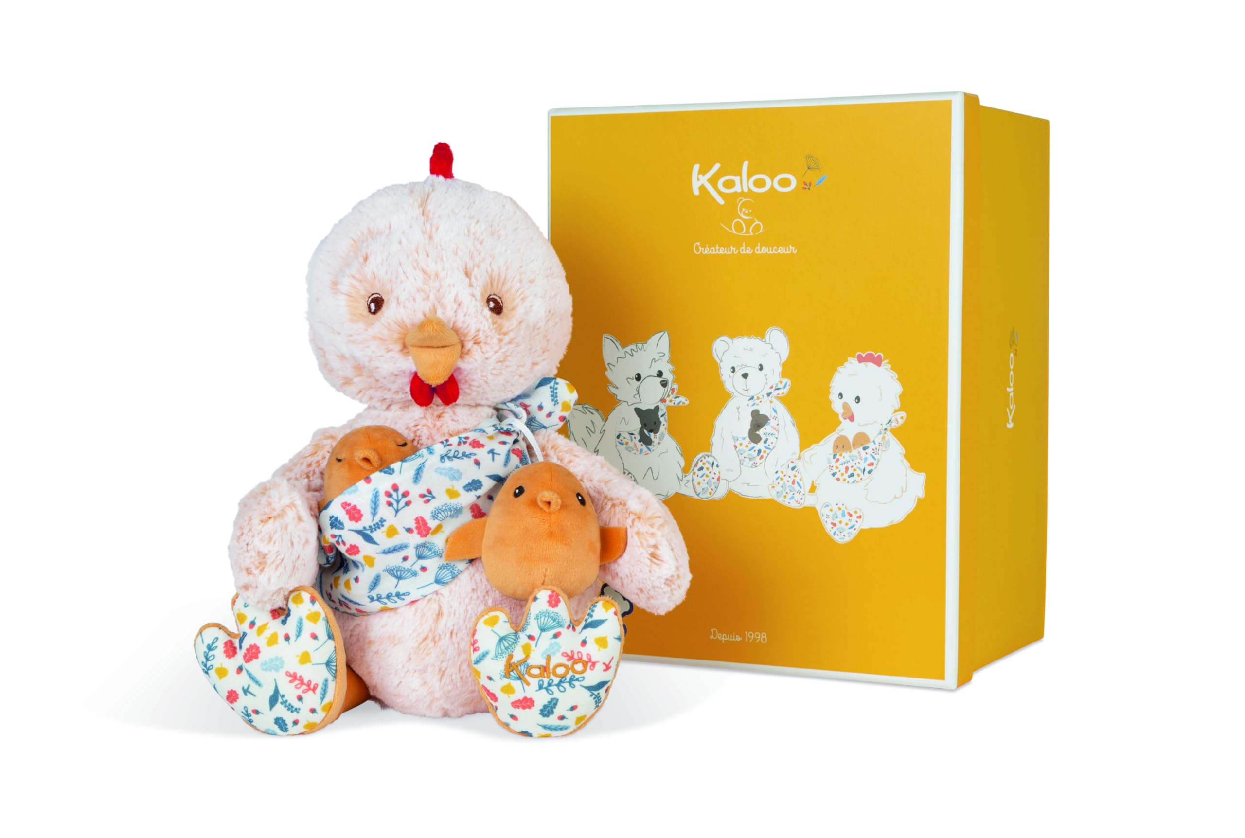 KALOO - Linoo K971001 Plush Toy Dad Rooster Paul and His Baby 35 cm from Birth