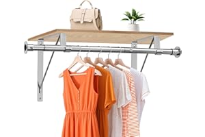 Closet Rod, 16 to 75 Inch Closet Rods Heavy Duty Adjustable Clothes Rods for Hanging Clothes and Heavy Duty Clothes Rod Brack