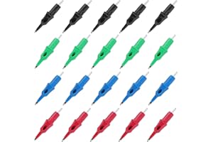 Tattoo Ballpoint Pen Cartridge - ZHOOGE 20 Pcs Mixed Colors Cartridge Dotwork Tattoo Ball Pen Cartridges for Drawing & Sketch Stippling Practice On Papers