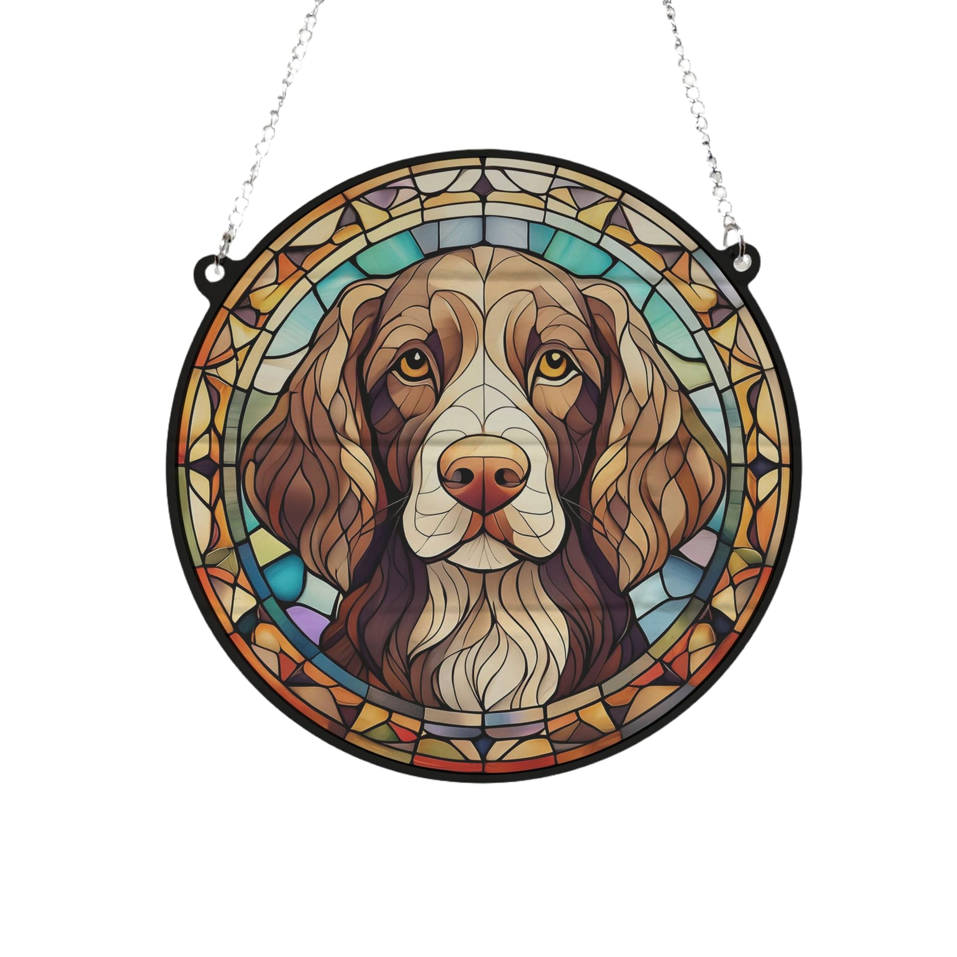 Springer Spaniel Stained Glass Effect Suncatcher Gift for Dog Lovers - 19cm