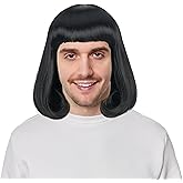 M MISS U HAIR Unisex Short Straight Black Bob Wig with Bangs Adult Funny Wig for Cosplay Costume Party