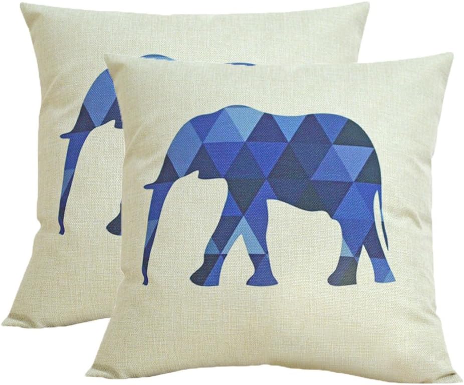 Jahosin Throw Pillow Case Set of 2 Decorative Geometric Elephants Cushion Cover 18 X 18 Inches (Jihe Elephants)