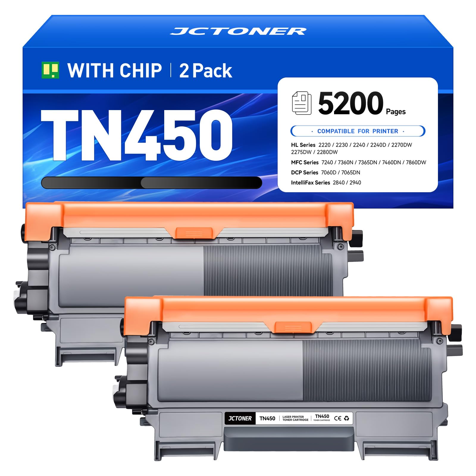 TN450 Black Toner Cartridge 2-Pack Replacement