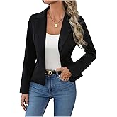GORGLITTER Women's Single Breasted Fall Blazers Long Sleeve Lapel Neck Work Office Jackets