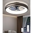 Ultra Low Profile Ceiling Fans with Lights and Remote Ultra Quiet 25 dB, 21" Modern Flush Mount LED Ceiling Fan Fandelier Ceiling Fan for Bedroom
