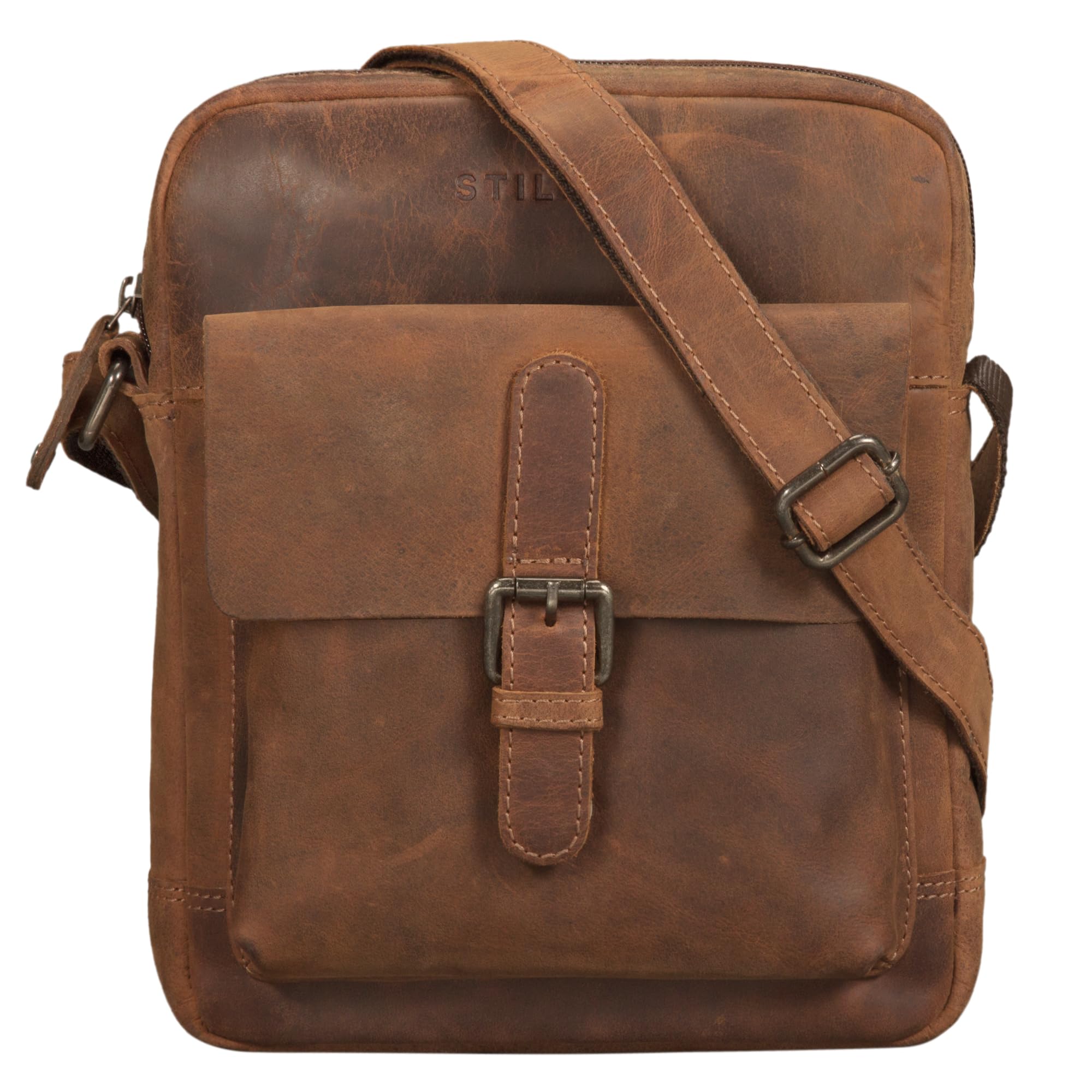 STILORD "Luan" Small Shoulder Bag Leather Vintage for Women and Men Messenger Bag with Tablet Compartment 10.1 Inches Cross Body Bag in Genuine Leather Colour:Missouri - Brown