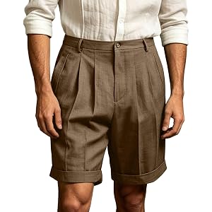 Thronkeapan Men's Baggy Wide Leg Casual Shorts Pleated Dress Business Elastic Waist Summer Shorts with Pockets Loose Fit