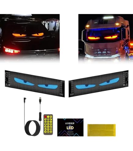 thumbnail image 2 of DIY Colorful Eye Lamp For Car Windows - Dynamic LED Soft Screen, Waterproof, With Remote Control (2.7"x6.8") 2 of 13