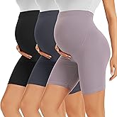 BONVIGOR Maternity Shorts Over The Belly - 5" Biker Workout Yoga Active Athletic Pregnancy Short Pants Lounge Pajama