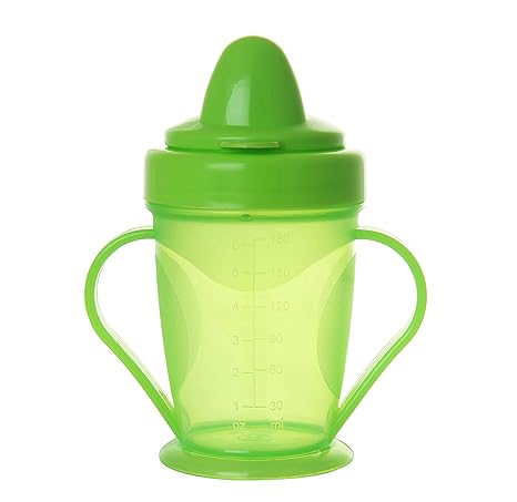 NAUGHTY KIDZ Premium Baby Sipper with Soft SPOUT,Easy to Hold Handle and 1 Key TEETHER for Baby to Play (Green)