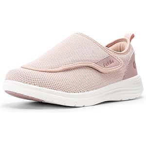 FitVille Diabetic Shoes for Women Extra Wide Walking Shoes Slip-On Orthopedic Shoes with Adjustable Strap for Swollen Feet Ne