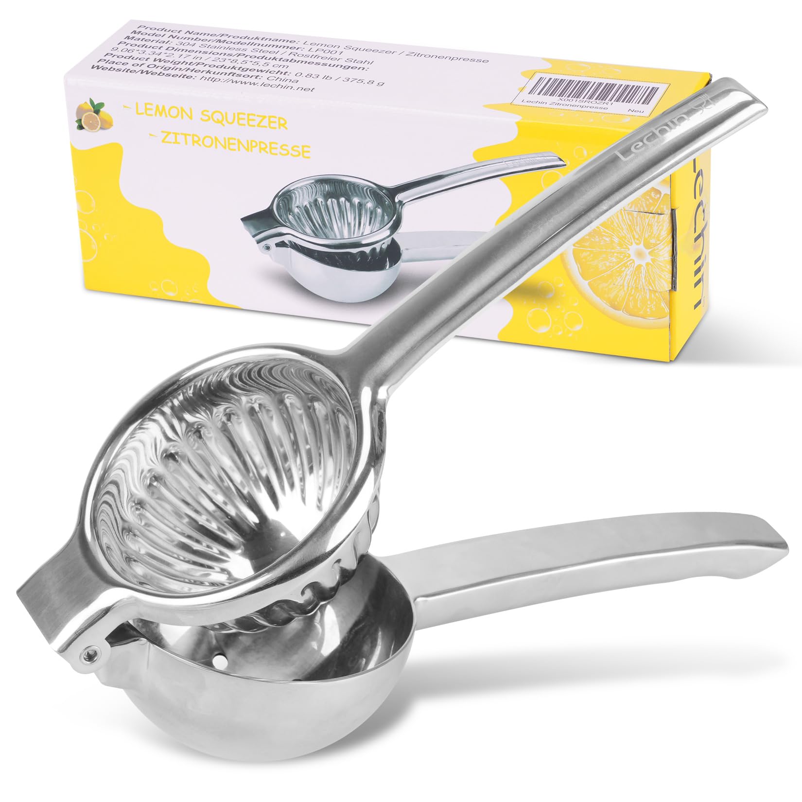 Lechin Lemon Squeezer - Citrus Juicer Manual with a Diameter of 3.35 in - 304 Stainless Steel Hand Lemon Juicer — image 1