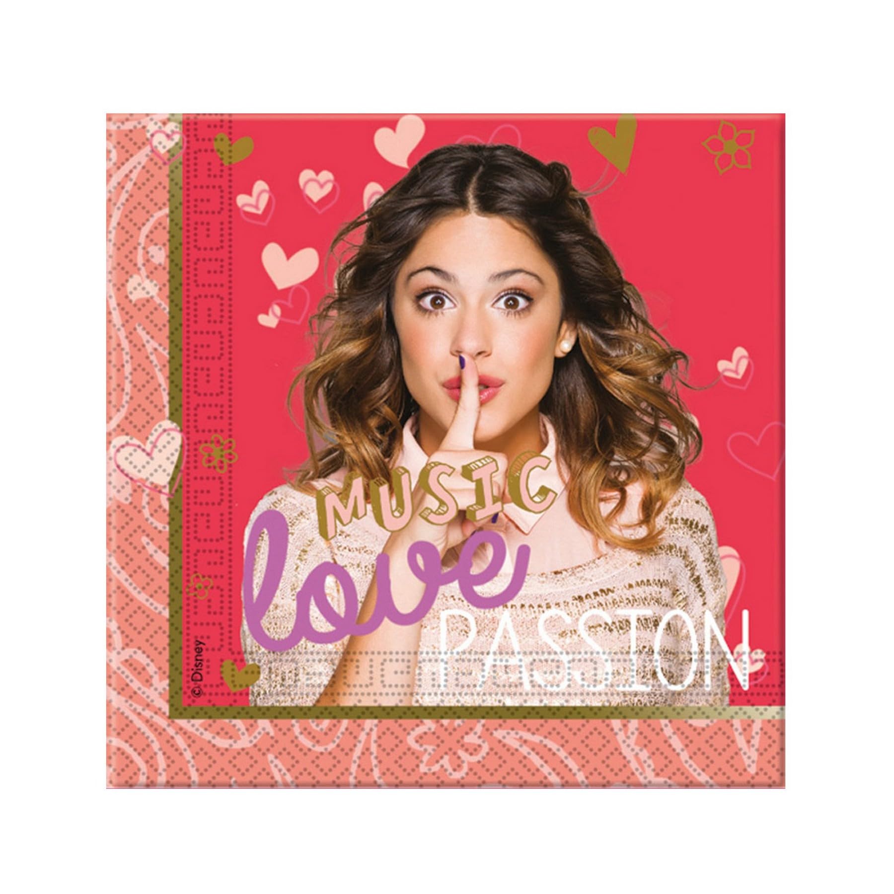 Unique Party 71906 - Music Passion Disney Violetta Paper Napkins, Pack of 20