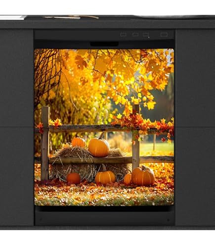 Autumn Pumpkin Dishwasher Cover Magnet - Decorative Fall Sticker For Fridge Or Dishwasher, Waterproof & Removable