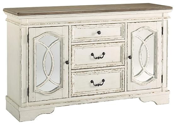 Signature Design by Ashley Realyn Dining Room Server, Chipped White