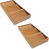 Seville Classics BMBK17057 3-Tier Bamboo Spice Rack Cabinet Drawer Tray Organizer 2-Pack
