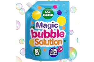 KLEVLY 101 oz Iridescent Bubble Solution Refill | Non-Toxic Quick & Easy Just Add Water to Make 101 oz Bubble Refill Solution | Bubbles for Kids | Bubbles Bulk | Bubble Machine Solution | Giant Bubbles