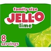Jell-O Gelatin Dessert Mix, Family Size, Lime, 6 oz Box | 90 Calories per Serving, Sweet Gelatin Dessert, Just Stir with Boiling &amp; Cold Water, Sealed Pouch for Freshness