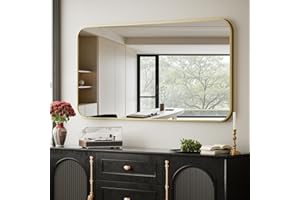 BEAUTYPEAK Wall Mirror 26" x 38" Rectangular Bathroom Mirror with Aluminum Alloy Frame, Rounded Corners Hanging Mirror for Li