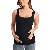 MOMANDA Cotton Ribbed Maternity Tank Tops | Lacetrim, Square neck, Sleeveless, Pregnancy workout shirts, For women