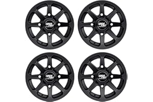 RockTrix RT102 12in ATV Wheels Rims 12x7 Matte Black, 4x156 Bolt Pattern, 4+3 offset, Compatible with Polaris Sportsman RZR R