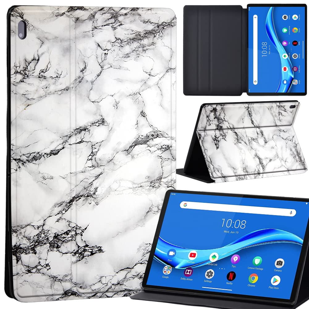 Case For Lenovo Tab M10 FHD Plus 10.3 inch (TB-X606X TB-X606F) Leather Case with Auto Wake-up, Flip Case for Lenovo Tab M10 FHD Plus Cover (white carrera marble)