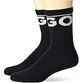 HUGO mens 2-pack Square Logo Ribbed Cotton Socks