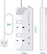 PIBEEX 2 Gang Extension Lead 3M UK Plug with Individual Switches view 7
