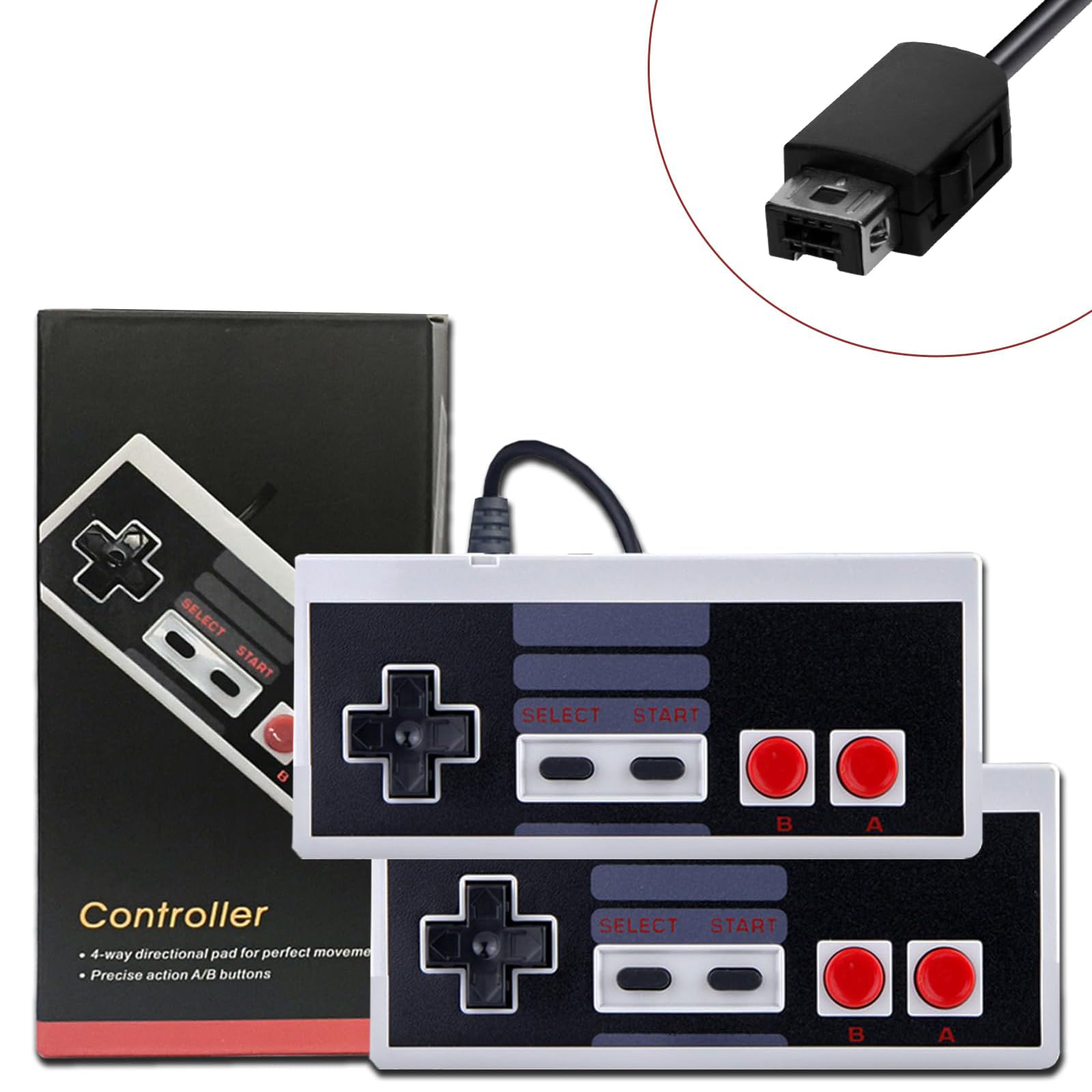 Photo 1 of 2-Pack Classic Wired Controllers, Compatible with Mini Console & Classic Edition (2016/2018 Remake), 9.8FT Long Cable, Works with Windows