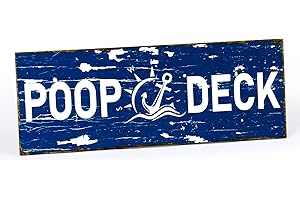 Bnesi Nautical Decor Poop Deck Sign Wall Art Rustic Wood Bathroom Wall Decor Coastal Beach Themed Room Decor Funny Gifts (style 1)