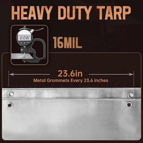 SPACEVER 12X12 FT TARP WATERPROOF, 16 MIL TARPS HEAVY DUTY WATERPROOF MULTIPURPOSE PROTECTIVE COVER UV RESISTANT RIP & TEAR RESISTANT WITH GROMMETS REVERSIBLE FOR HOME BOATS CARS CAMPING