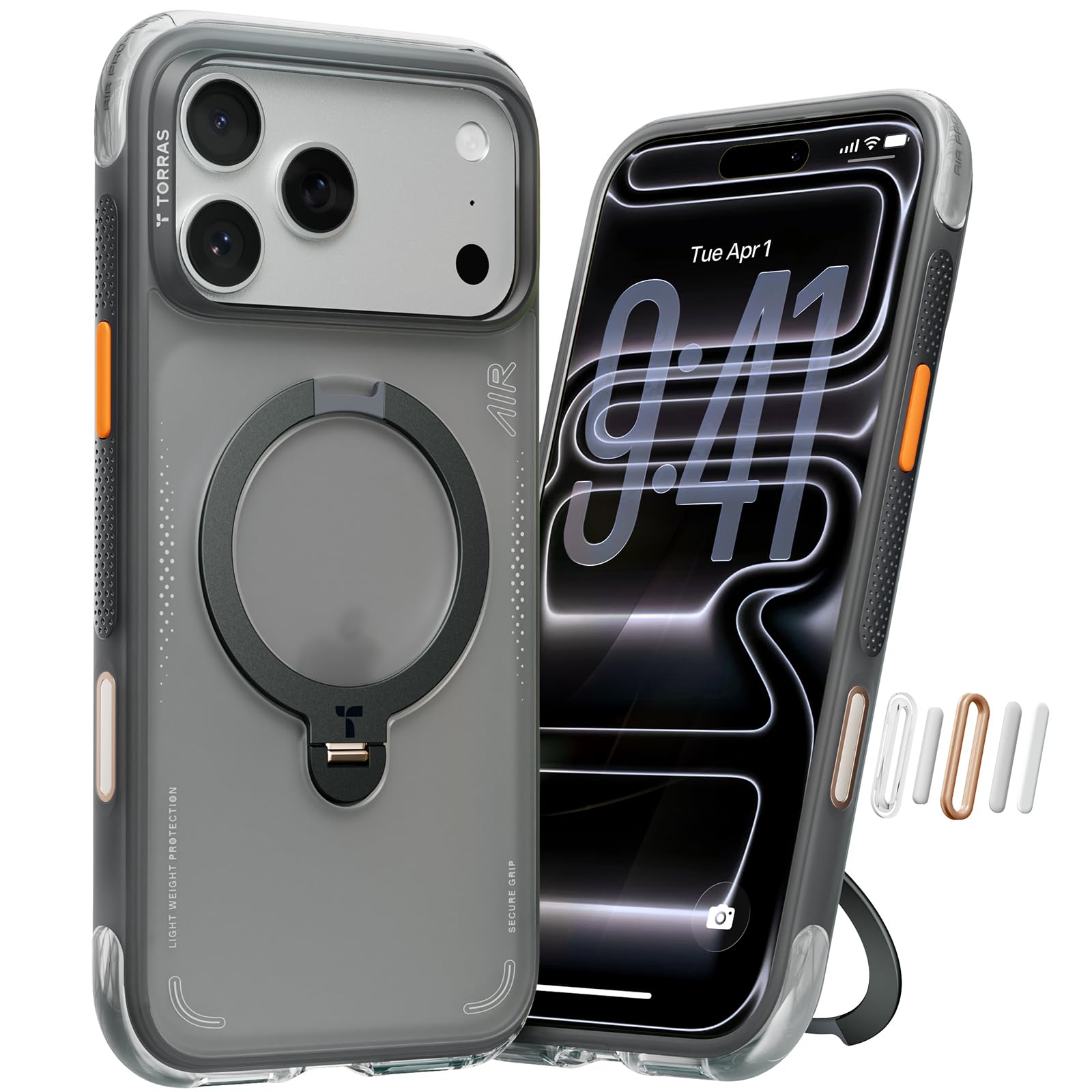 Photo 1 of TORRAS Ostand Q3 Air for iPhone 17 Pro Max Case with 360 Magnetic Stand, Fit for MagSafe, Mil-Grade Drop Tested, Camera Control Button, Shockproof Phone Case for iPhone 17 Pro Max 6.9", Shadow Black
