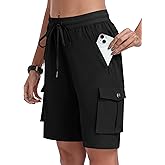MoFiz Women's 10" Hiking Cargo Shorts Lightweight Quick Dry Outdoor Running Athletic Short Summer Travel Loose 6 Pockets