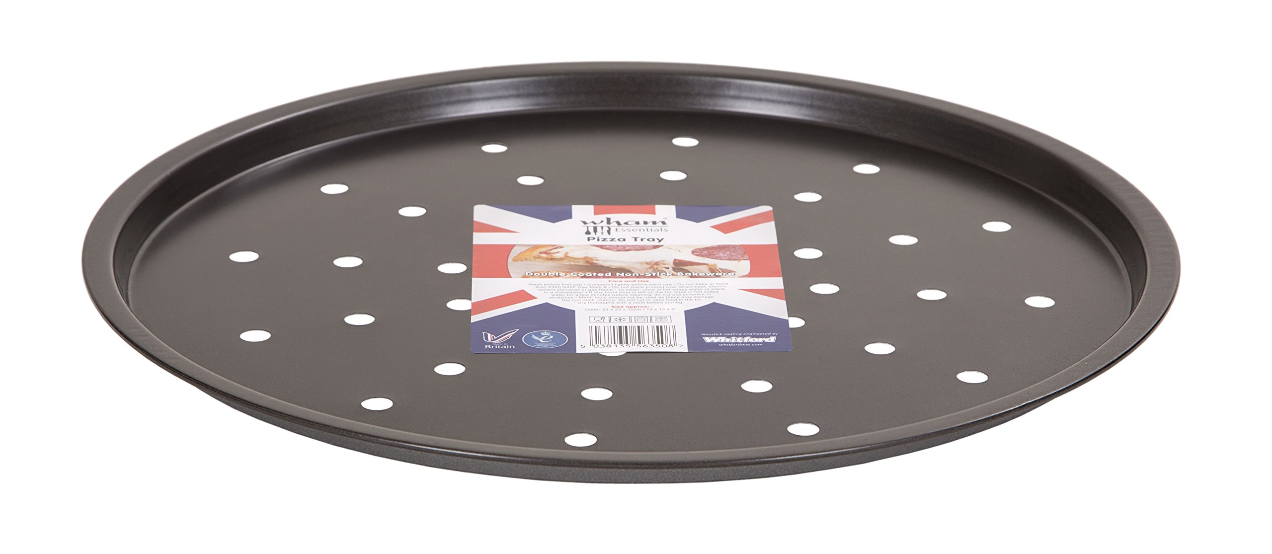 Wham Non-Stick Pizza Tray, Steel, Silver/Graphite, 33 x 33 x 1.5 cm