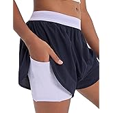 PATPAT Girls 2-in-1 Shorts, Ultra-Light Quick-Dry Active Shorts with Bamboo Viscose Liner for Kids Soccer Dance Biker Sports