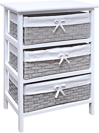 Woodluv 3 Chest Of Drawers Wooden Storage Unit With Non Woven