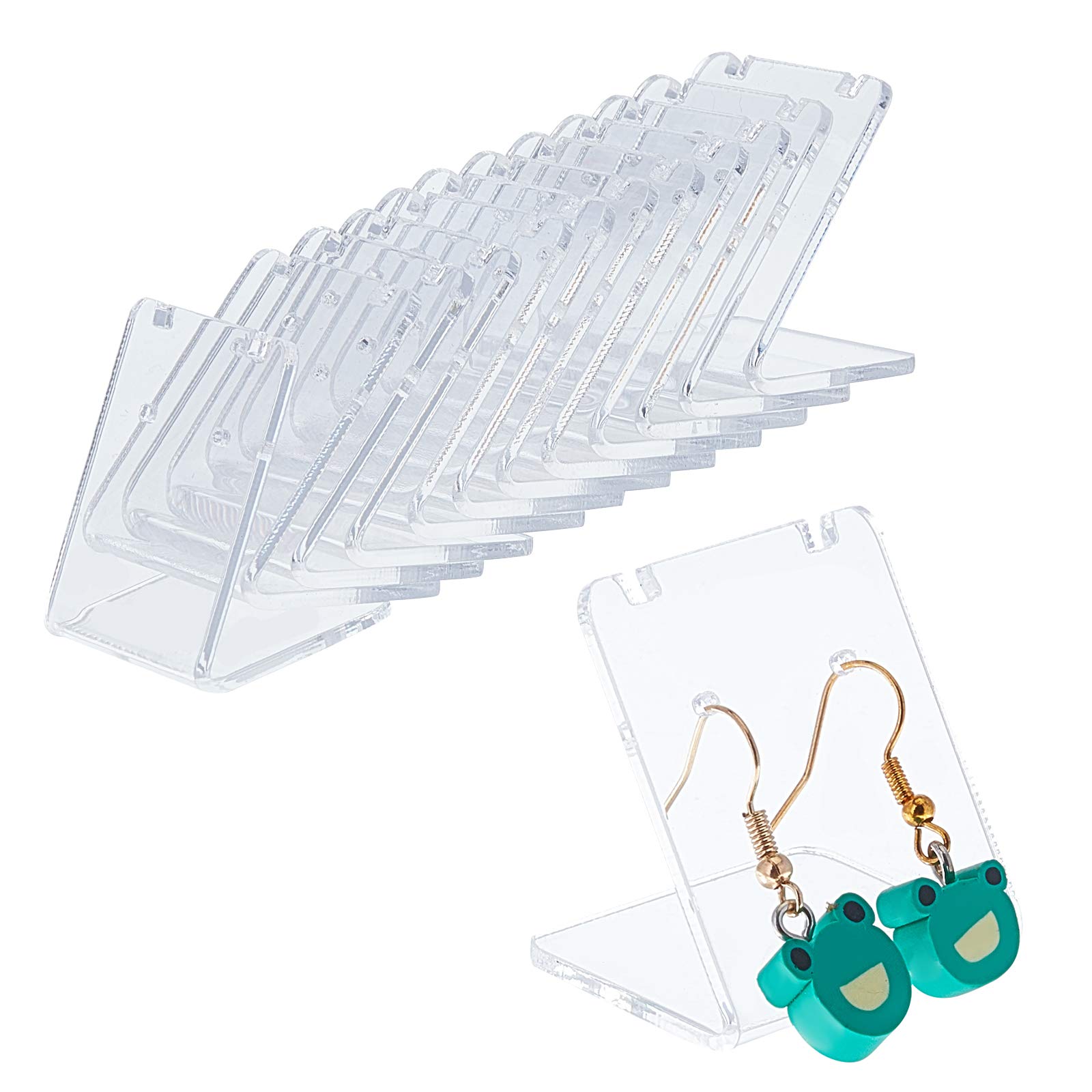 PandaHall 24 Packs 48 Holes Earring Holder L-Shape Jewellery Displays Holders Acrylic Necklace Stand for Necklace Jewellery Dangling Slant Back Display (1.3x1.3x1”)
