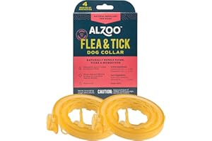 ALZOO Natural Flea & Tick Dog Collar - Helps Repel Fleas, Ticks & Mosquitoes - 100% Plant-Based Active Ingredients - Waterproof - Up to 4 Months Protection - Large-Sized Dogs: 40+ lbs - Pack of 2