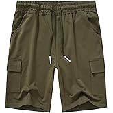 YuKaiChen Men's Casual Cargo Shorts Classic Relaxed Fit Drawstring Elastic Waist with Pockets