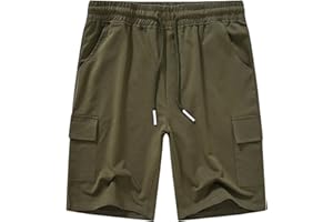 YuKaiChen Men's Casual Cargo Shorts Classic Relaxed Fit Drawstring Elastic Waist with Pockets