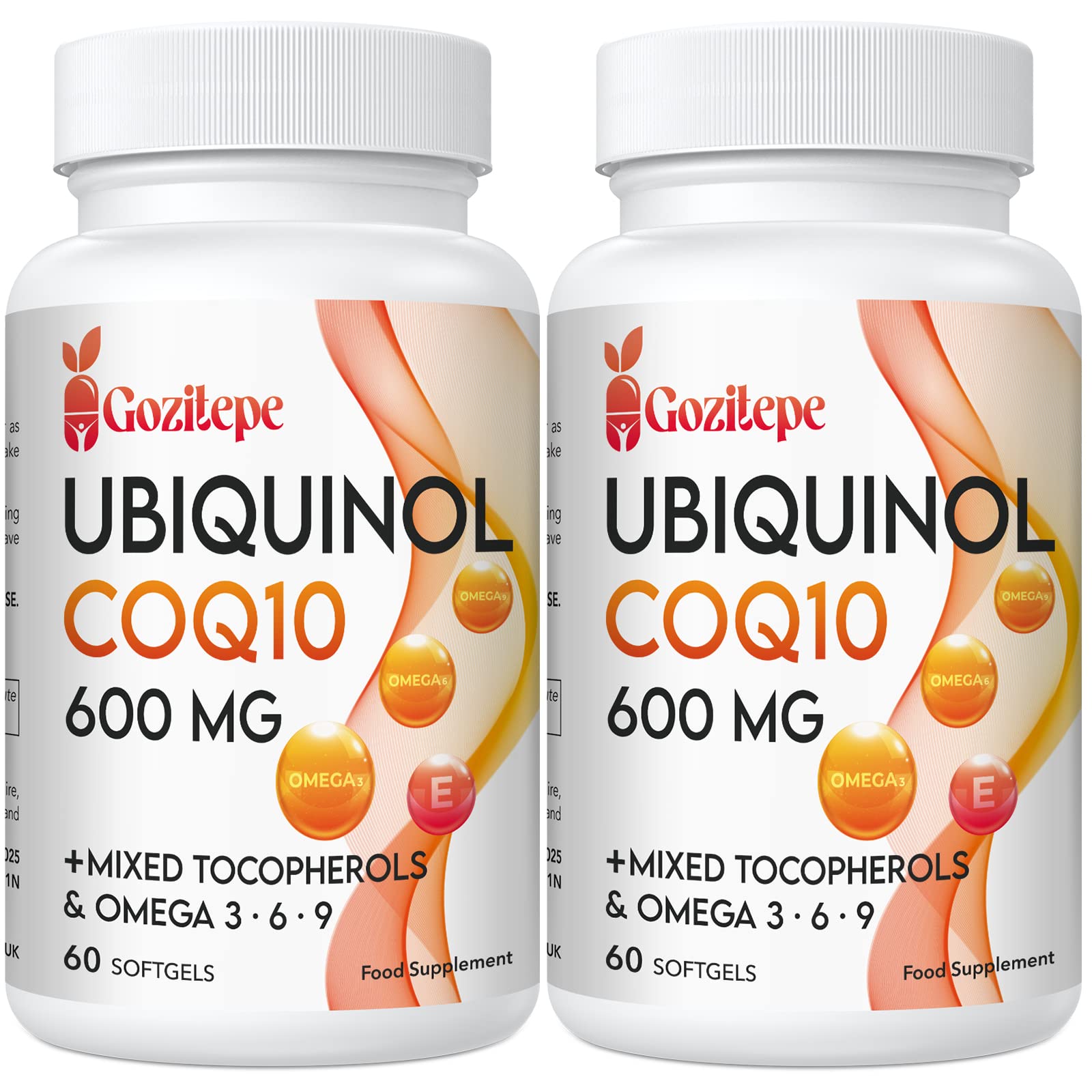 Ubiquinol CoQ10 600mg Softgels with Omega 3, 6, 9 & Vitamin E, 30 Servings Coenzyme Q10 (Active Antioxidant Form) for Higher Absorption, Heart & Energy Production, 60 Count(Pack of 2)
