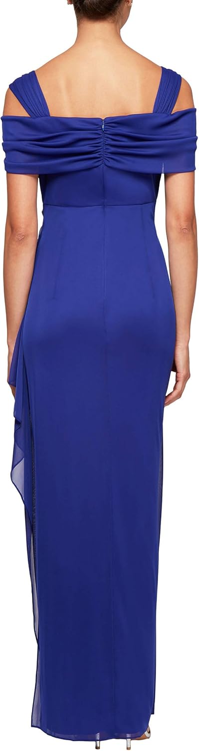 Alex Evenings Women's Long Cold Shoulder Dress (Petite and Regular Sizes): Clothing