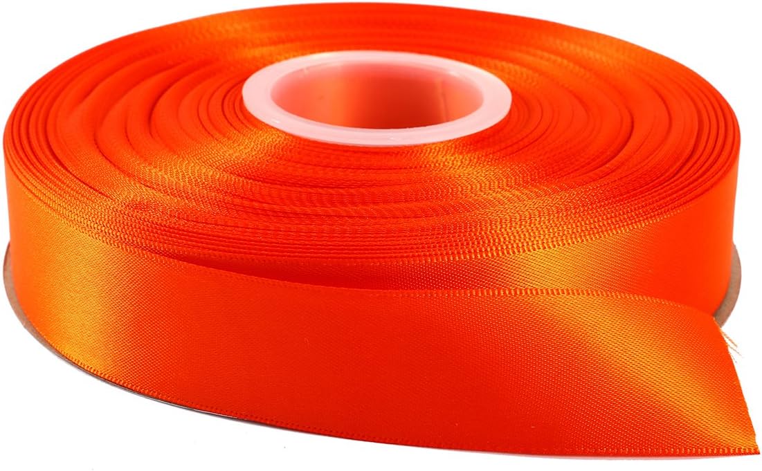 ITIsparkle 1" Inch Double Faced Satin Ribbon 50 Yards-Roll Set for Gift Wrapping Scrap Books Party Favor Hair Braids Baby Shower Decoration Floral Arrangement Craft Supplies, Tarrid Orange Ribbon