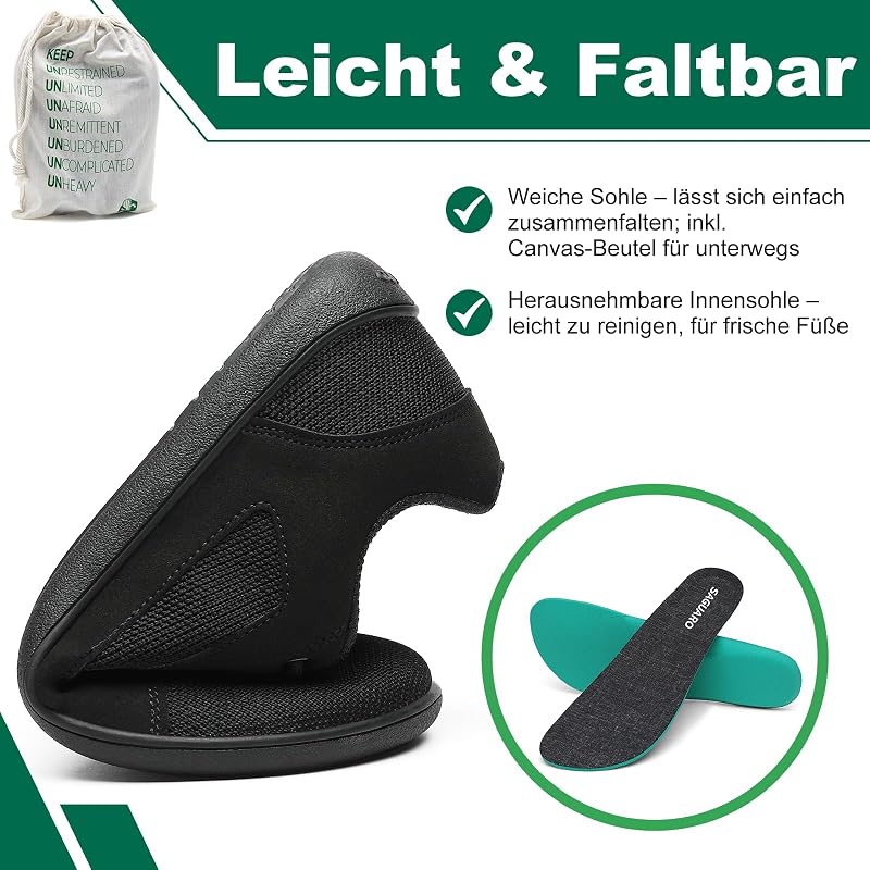Barfuss Schuhe Damen Herren – Breite Zehenbox Barfuß Sneaker - Zero Drop Barefoot Shoes – Minimalistische Schuhe für Outdoor, Reisen – Barfußschuhe Luck Ⅰ Schwarz,Gr.38
