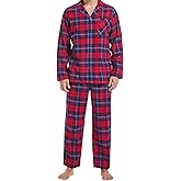 DAVID ARCHY Men's Pajamas Set Flannel Pjs Sets Ultra-Soft Cotton Pajamas for Men Classic Plaid Lounge Set with Roomy Pockets