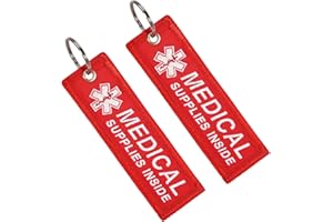 MEDMEX Medical Supplies Inside Luggage Tag 2 Pack, Double Sided Emergency Medical Alert Keychain Tags for CPAP Respiratory Eq