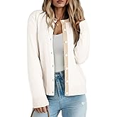 Dokotoo Women's Wool Button Down Lightweight Cardigans Long Sleeve Casual Crew Neck Cardigan Sweaters