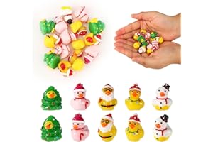 50pcs Christmas Resin Ducks, 5 Design Mini Novelty Tiny Ducks Christmas Tree, Snowman, Santa Claus, etc Small Decoration Fest